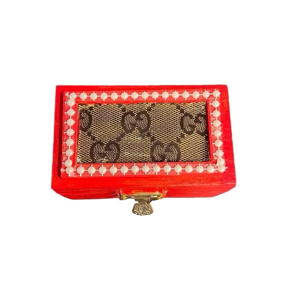 Gucci Jewelry - Authentic Gucci Upcycled Jewelry Box With Pearl Stud Accents Valentines Day Gift